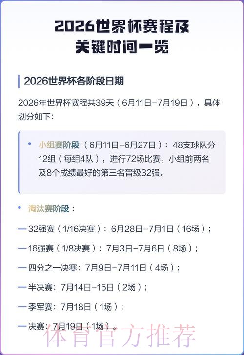 2026世界杯比赛时间一览完整安排怎么查